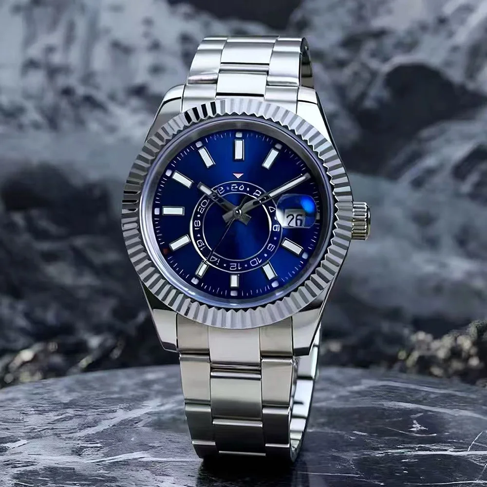 

39mm silver grooved ST1612 MIYOTA8215 casual and fashionable men's automatic movement watch, sapphire case, no logo
