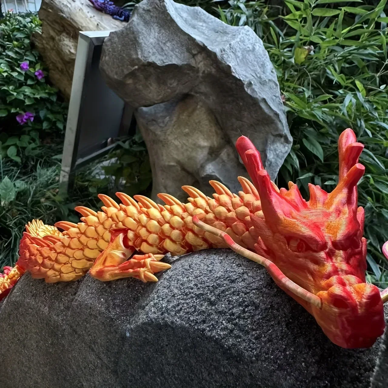 90cm 3D Printed Chinese Loong Figurine Articulated Dragon Ornament for Plant Pot Fish Tank Home Decoration