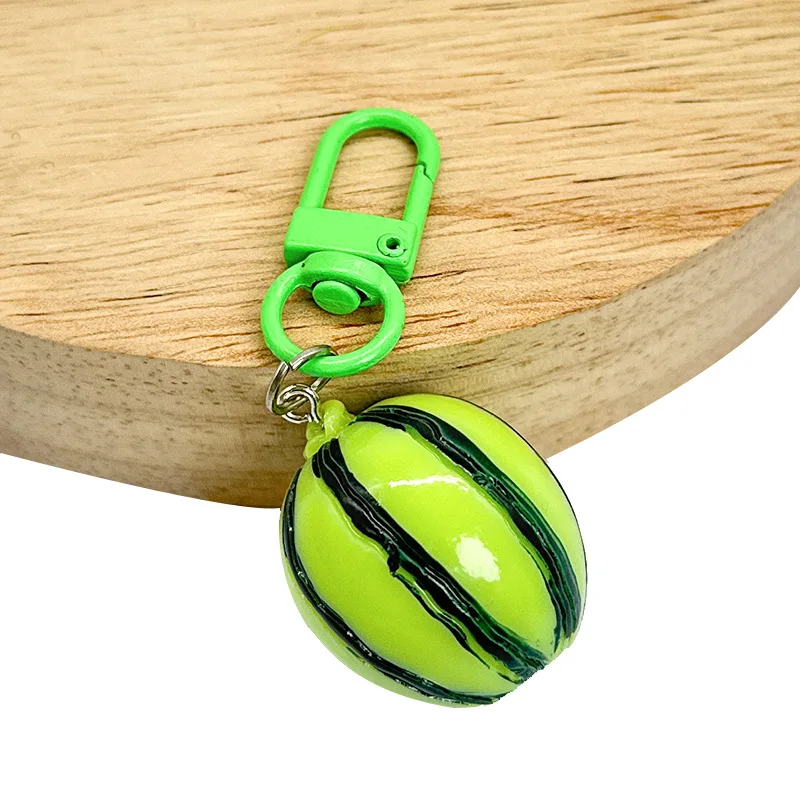 New Hami Melon Watermelon Keychain Creative Fashionable Simulation Fruit Toy Model Keyring Car Phone Bag Pendant Gift Ornaments