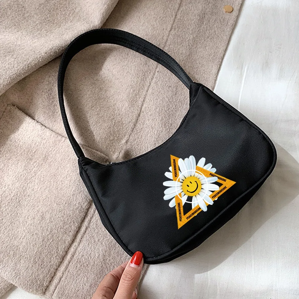 Shoulder Underarm Bags Coin Purse Women‘s Handbags Designer Daisy Print Pattern Hobo Shoulder Small Pouch Totes Shopping Bag
