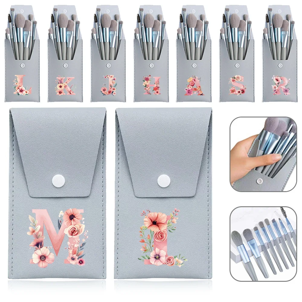 

8pcs Women's Makeup Brushes Set with Storage Bag Foundation Blending Eyeshadow Blush Makeup Tools Kit Pink rose Letter Pattern