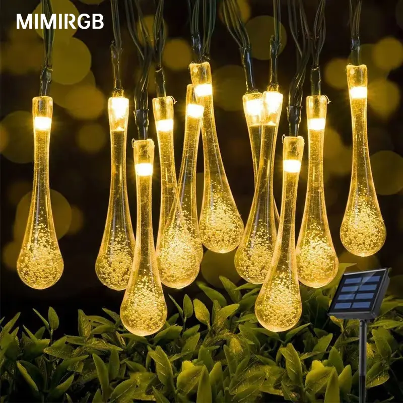 

LED Water Droplets Solar String Lights Waterproof Outdoor 5M 20 Lights Solar Garland Lamp Decoration Christmas Wedding Party