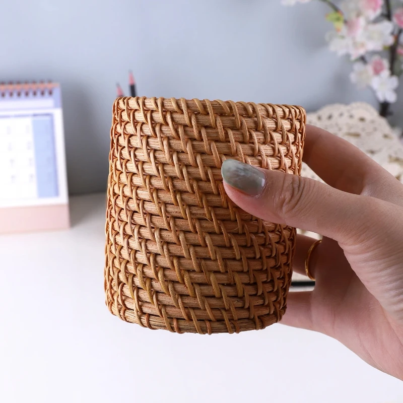 라탄 펜 홀더 방수 견고한 펜 홀더 학교 사무용품 문구 데스크 정리 장식 정리함