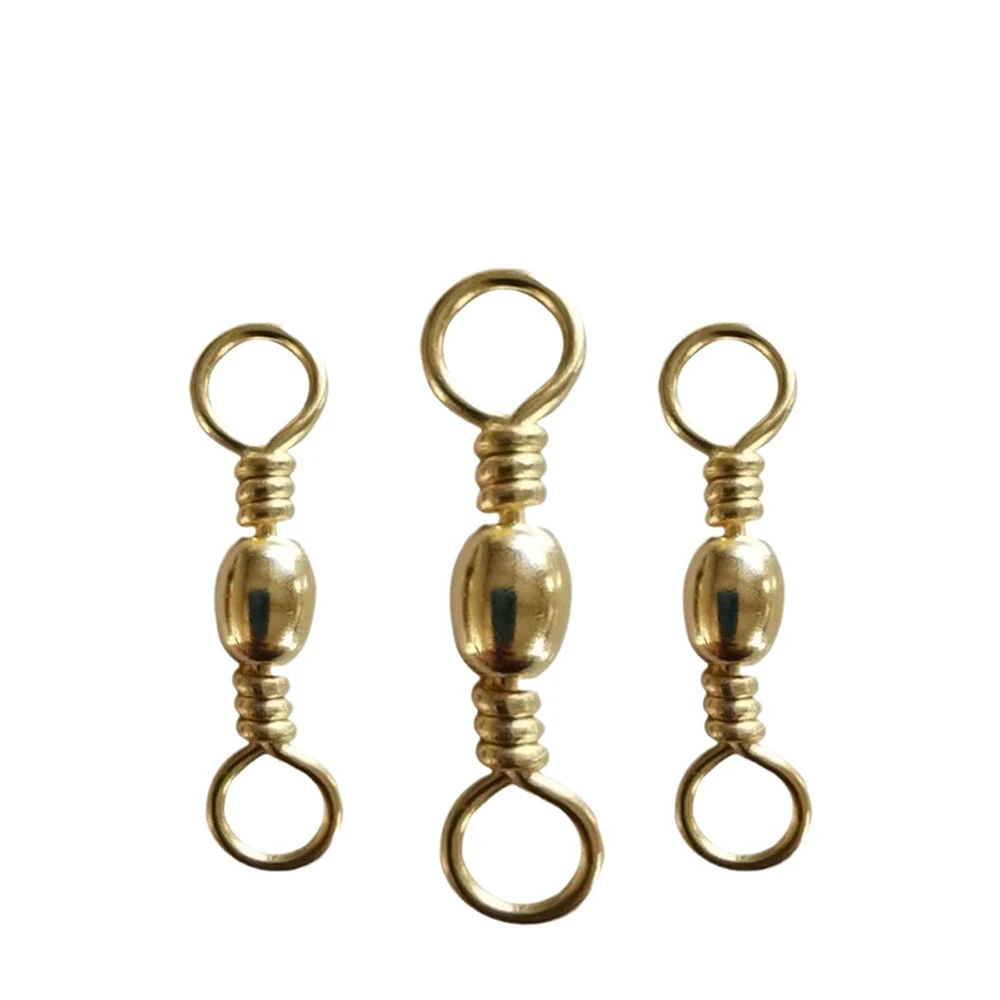 50Pcs Fishing Barrel Swivels Copper Catfish Lures Solid Ring Fishing Line Connector Rolling Carp Fishing Accessories Pesca