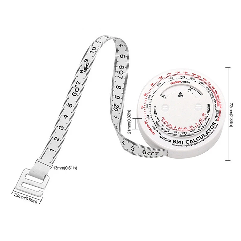 150cm Tape Measure Body Sewing Flexible Ruler BMI Body Mass Index Retractable Tape Calculator Diet Tape Measures Measuring Tools