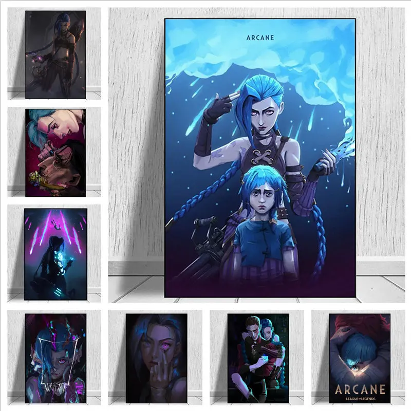 League of Legends Anime Jinx Arcane Lux MissFortune LoL plakat i druk na płótnie obraz ścienny do wystroju domu w pokoju gier