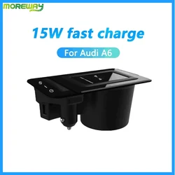 Car Fast Wireless Charger For Audi A6 C8 A7 S6 S7 RS6 RS7 2019-2022 Phone Charge Mobile Holder Charging Plug and Play Interior