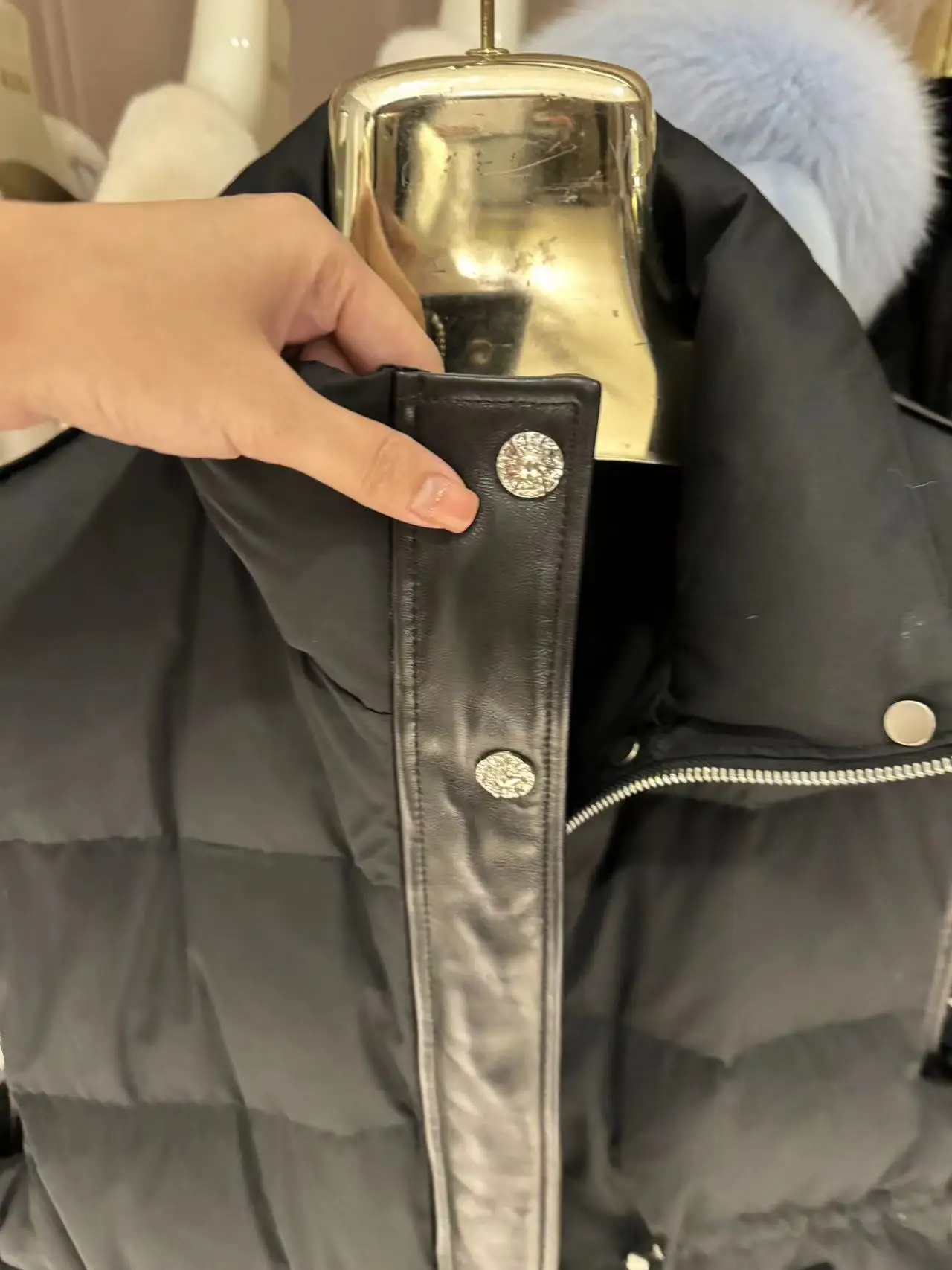lUXURY women fashion goose down vest black standing collar middle length warm and thick beautiful vest