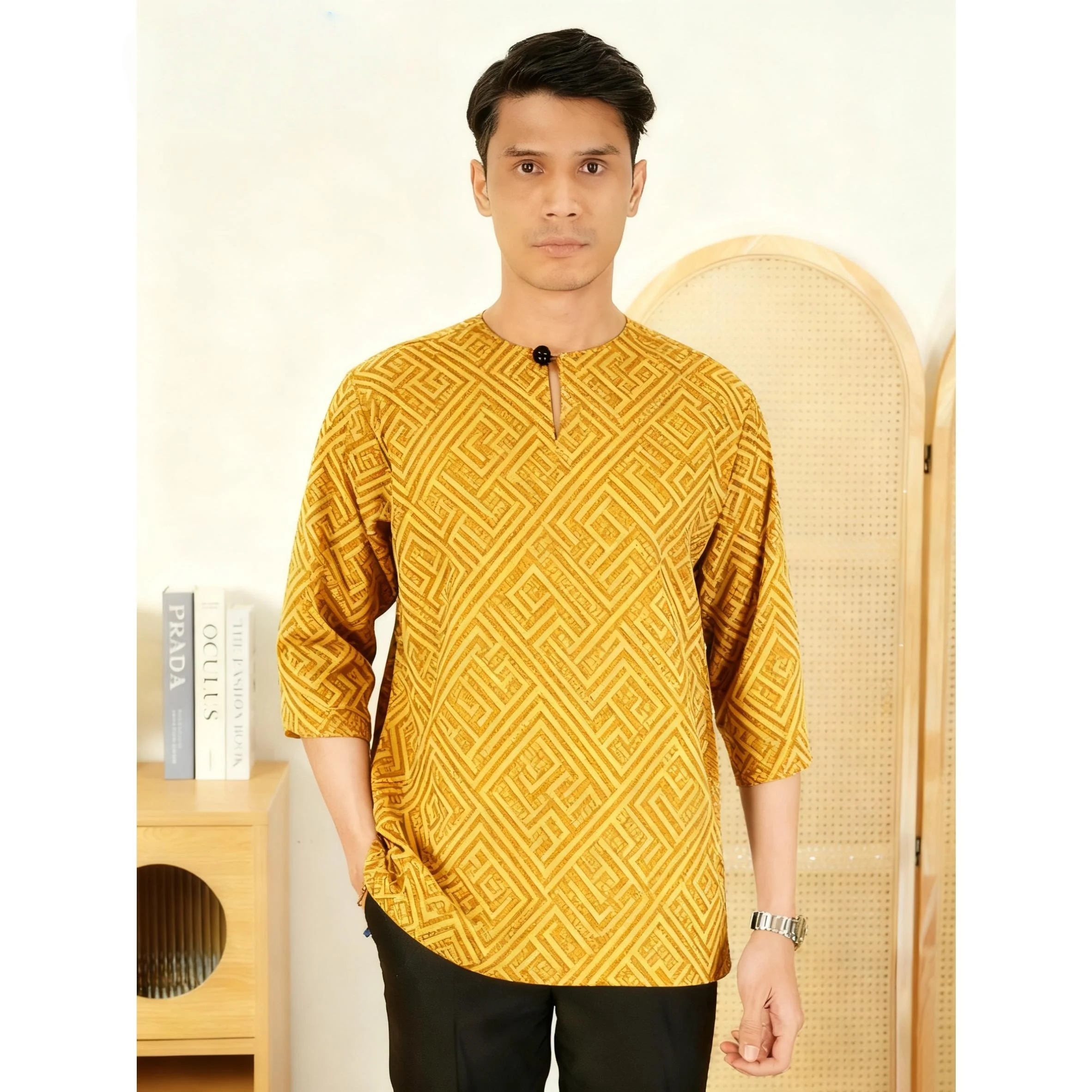 2026 قصيرة الأكمام تي شيرت مسلم الصلاة الملابس الفاخرة النمط الأفريقي البرنز ثلاثية الأبعاد فستان مُزين بطباعة ازياء العربية Camisa العربية #2