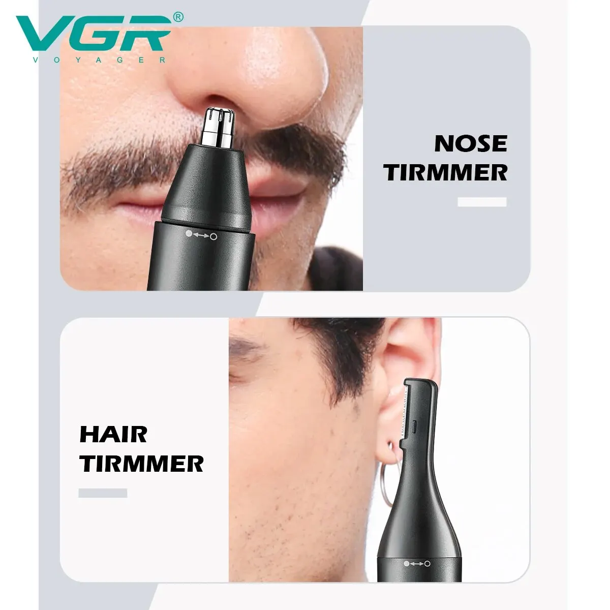 VGR Nose Trimmer Profesjonalny Mini Trymer do Włosów Elektryczny Trymer Do Nosa 2 W 1 Akumulator Wodoodporny V 613