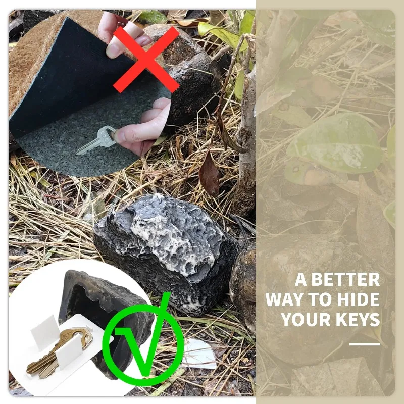 Simulated Rock Key Hider-Waterproof Outdoor Key Storage Box for Garden Yard,Camouflaged Spare Key Holder with Hidden Compartment