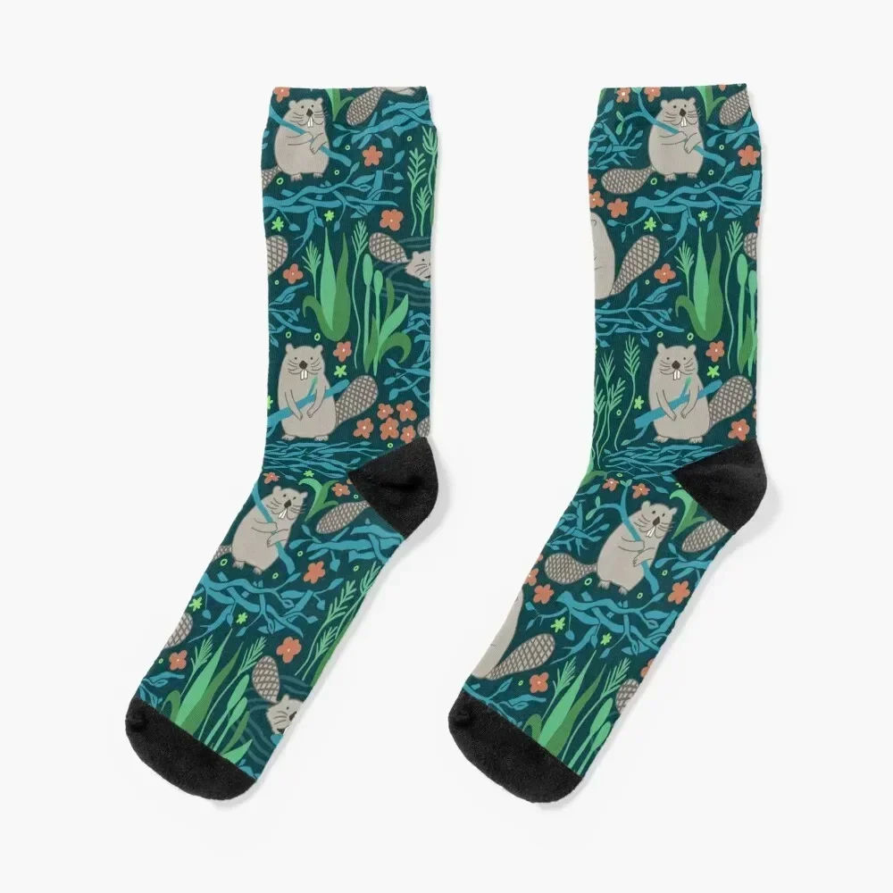 

Busy Dam Beavers - dark Socks men cotton high quality loose christmas stocking Designer Man Socks Women's