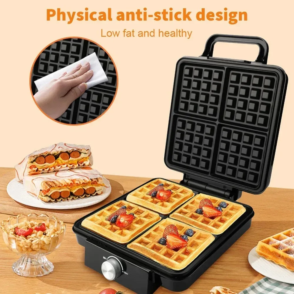 Mini Waffle Maker 1500W Kitchen Cooking Appliance 220V Electric Nonstick Waffle Making Machine for  Breakfast Dessert Pot