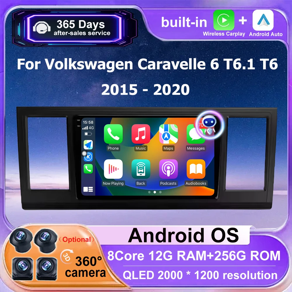 

Car Radio Stereo Multimedia Player For Volkswagen Caravelle 6 T6.1 T6 2015-2020 Android Auto Wireless Carplay Head Unit BT 9''