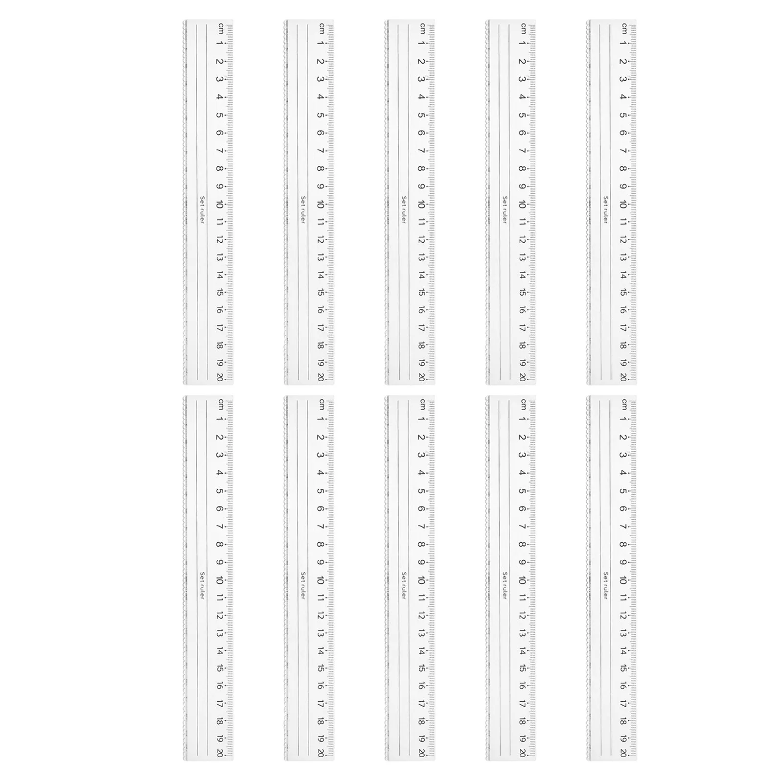 10個入り-目に優しい透明定規-太字数字-ストレートプラスチック測定ツール-波型エッジ-教室-自宅-オフィス-クラフト用