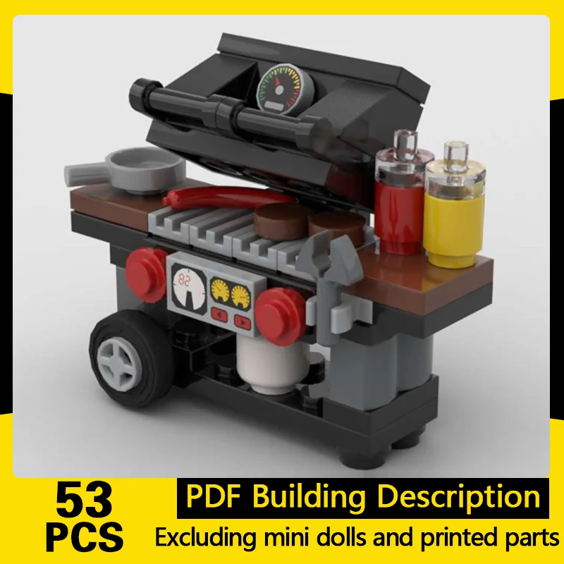

City Street View Model MOC Building Bricks Small Barbecue Stall Modular Technology Gifts Holiday Assemble Children Toys Suit