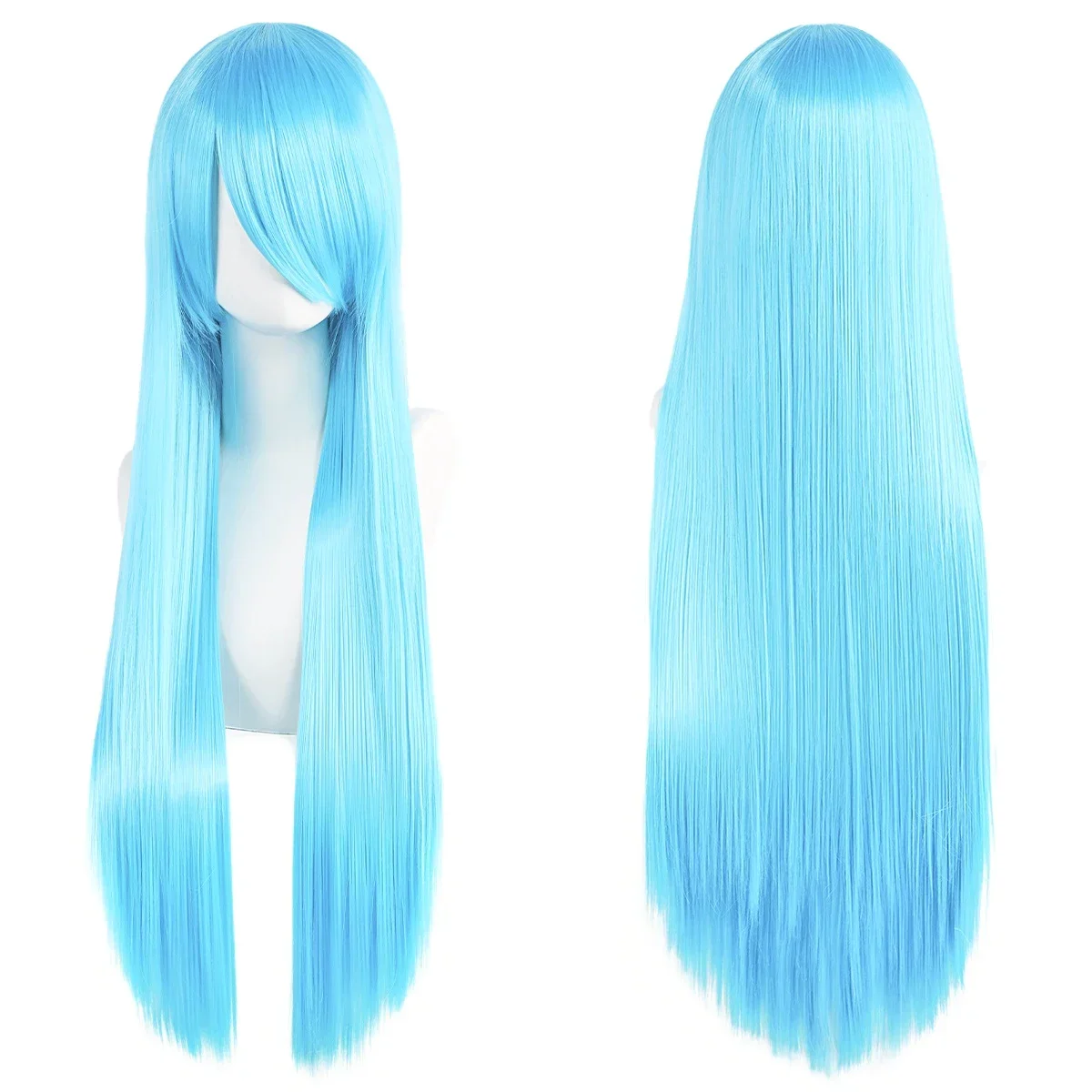 WHIMSICAL W Lolita Wig 80cm Long Synthetic White Purple Cosplay Wigs Green Hair Straight Silver Wig with Bangs Pink Hairpiece view 3