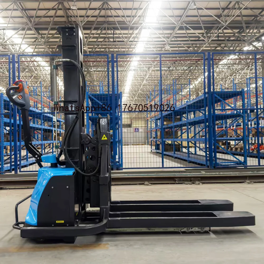 2026-1 Ton Electric Stacking Truck Hand Push Type for Loading and Stacking Pallets in Small Warehouses At Factory Price