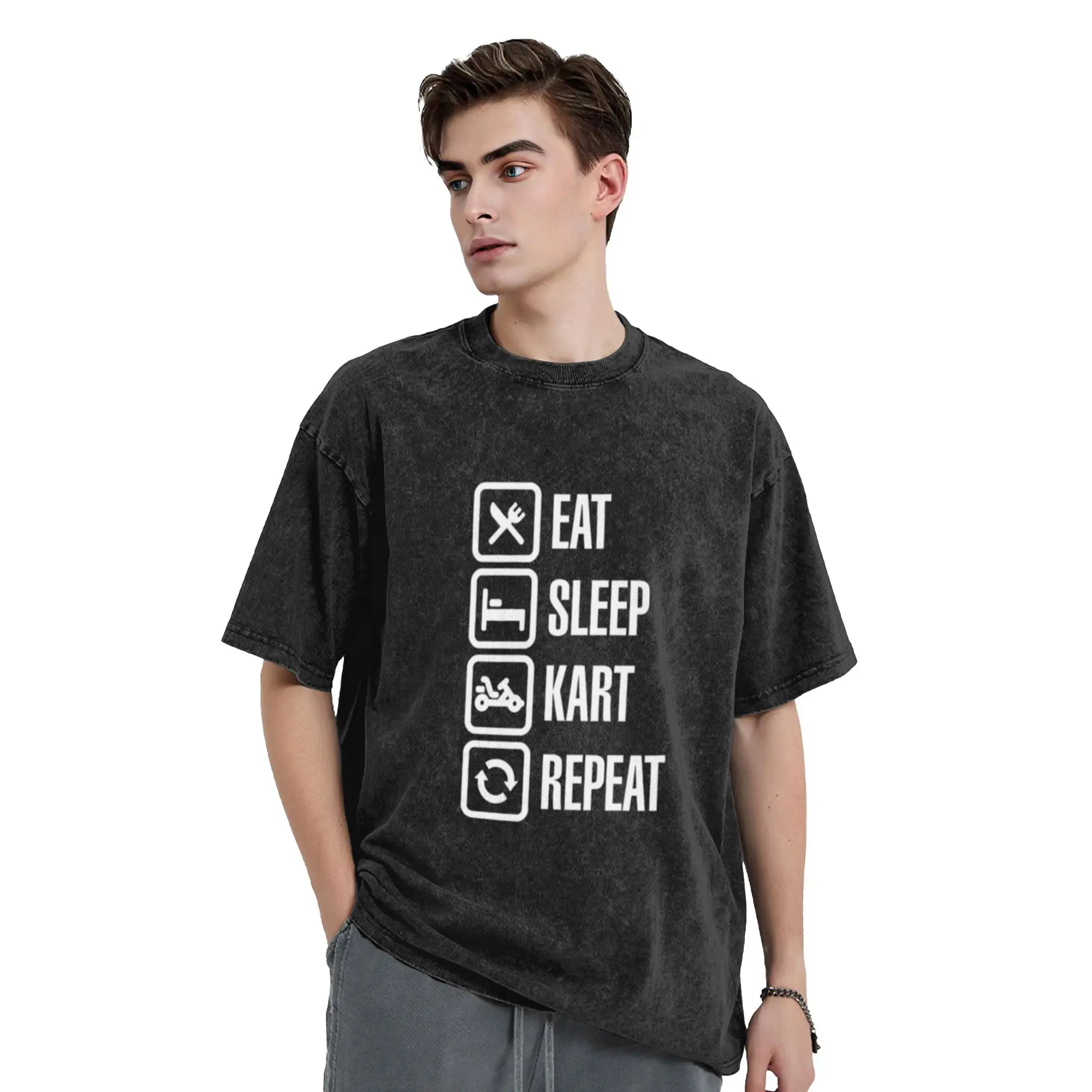 Eat sleep kart karting go-karts repeat karting go-karts go-kart go-cart Classic Chic A Vintage Oversized Cotton Unisex T-Shirts