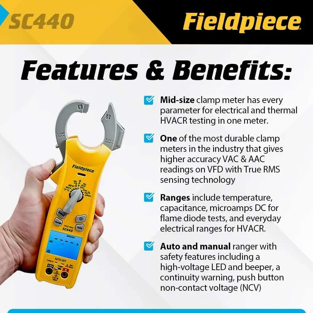 Clamp Meter with Temperature, Inrush Current, Capacitance