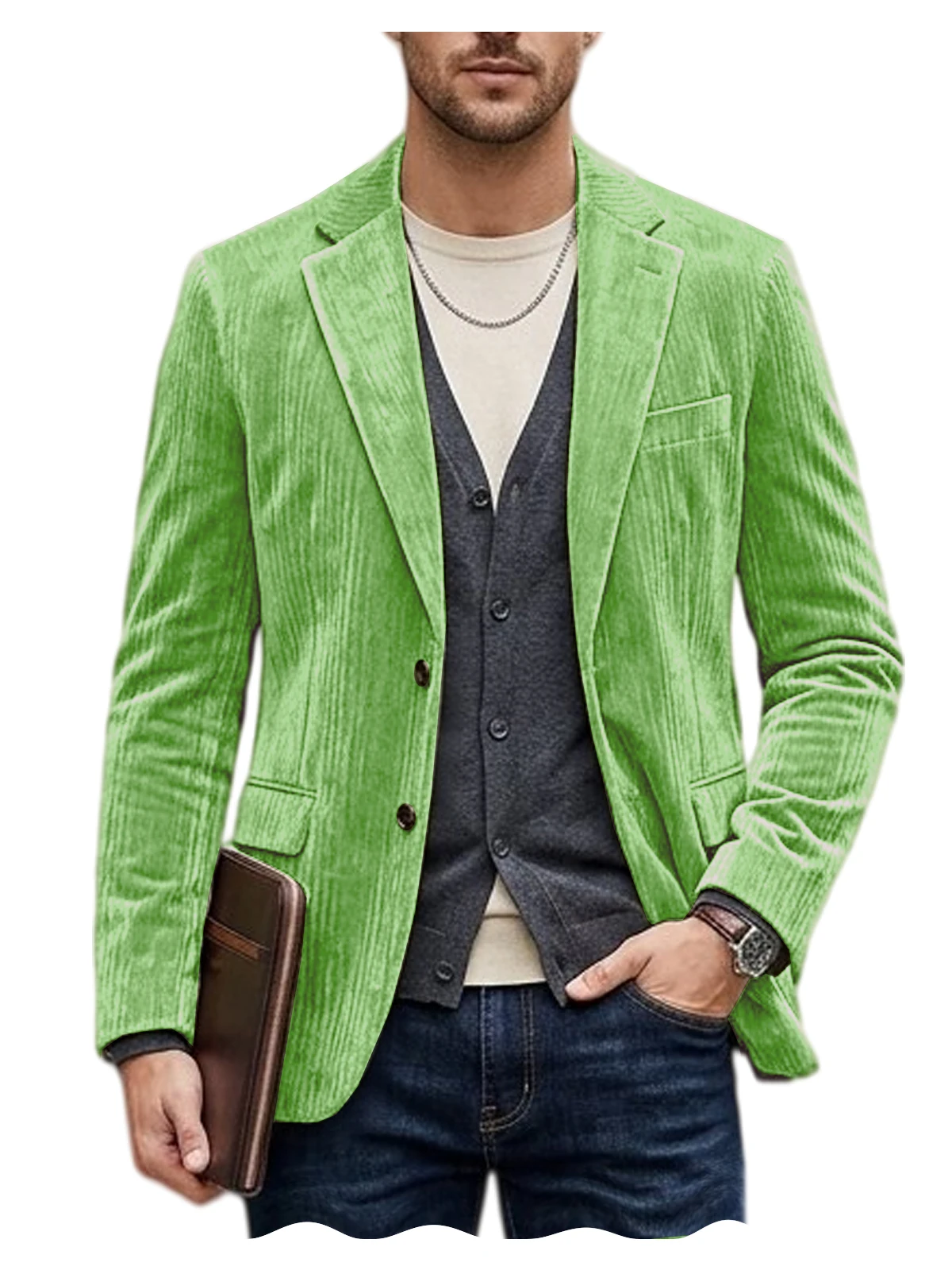 Heren corduroy blazer jas casual dubbelzijdig sneeuw katoen slim fit revers sportjas voor zakelijk dagelijks gebruik