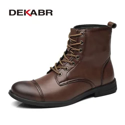 DEKABR Fashion Casual Winter Boots Lace Up Outdoor Waterproof Handmade Comfortable Business Spring Boots Fur and No Fur Size 48