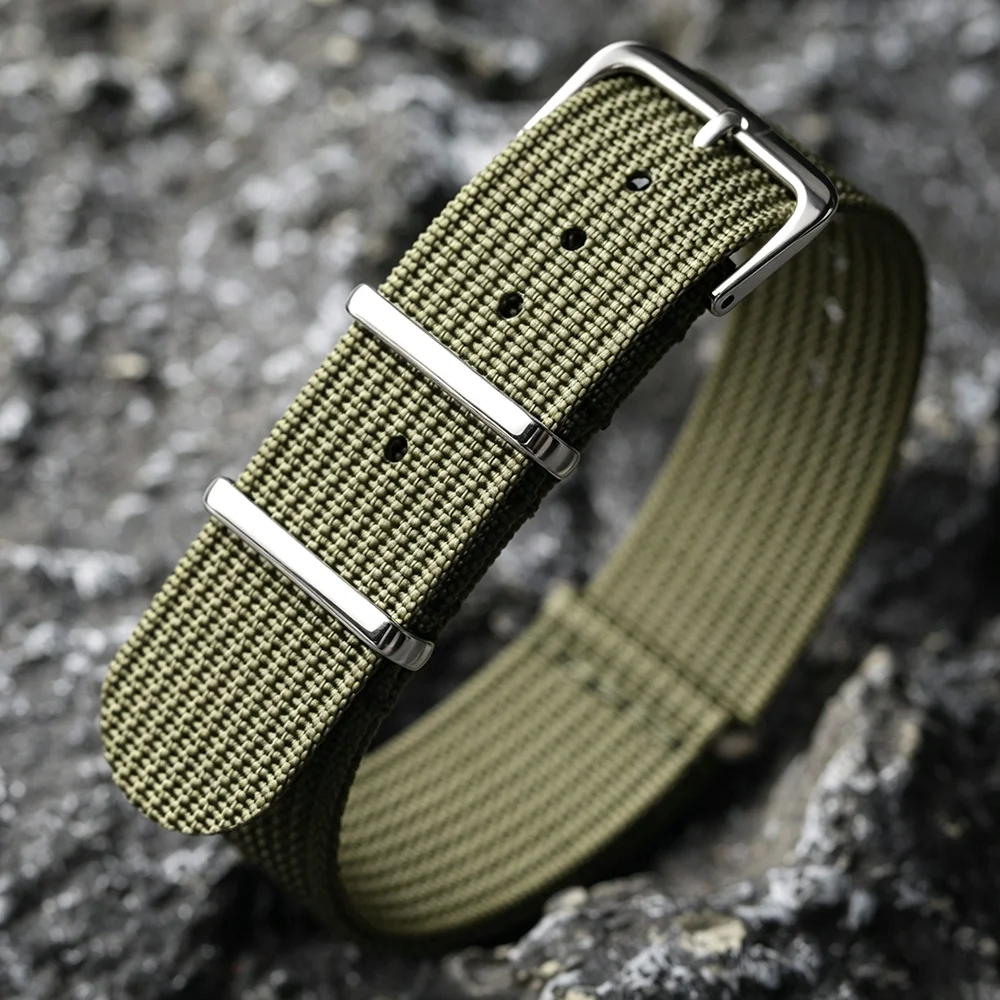 New Ribbed Nylon Watchband Nylon Watch Strap 18mm 20mm 22mm Watchband Accessories for Military Watch Band Bracelets