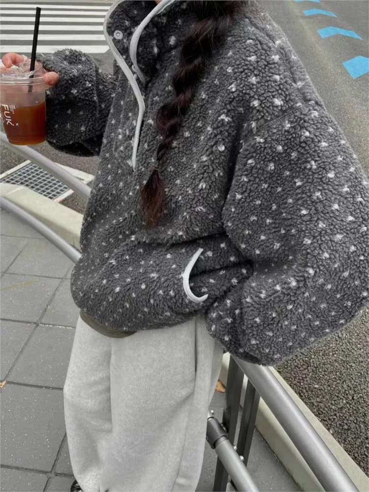 الخريف الشتاء امبسوول البلوز المرأة البولكا نقطة طباعة أزياء السيدات بلوزات الكورية نمط فضفاض امرأة البلوز