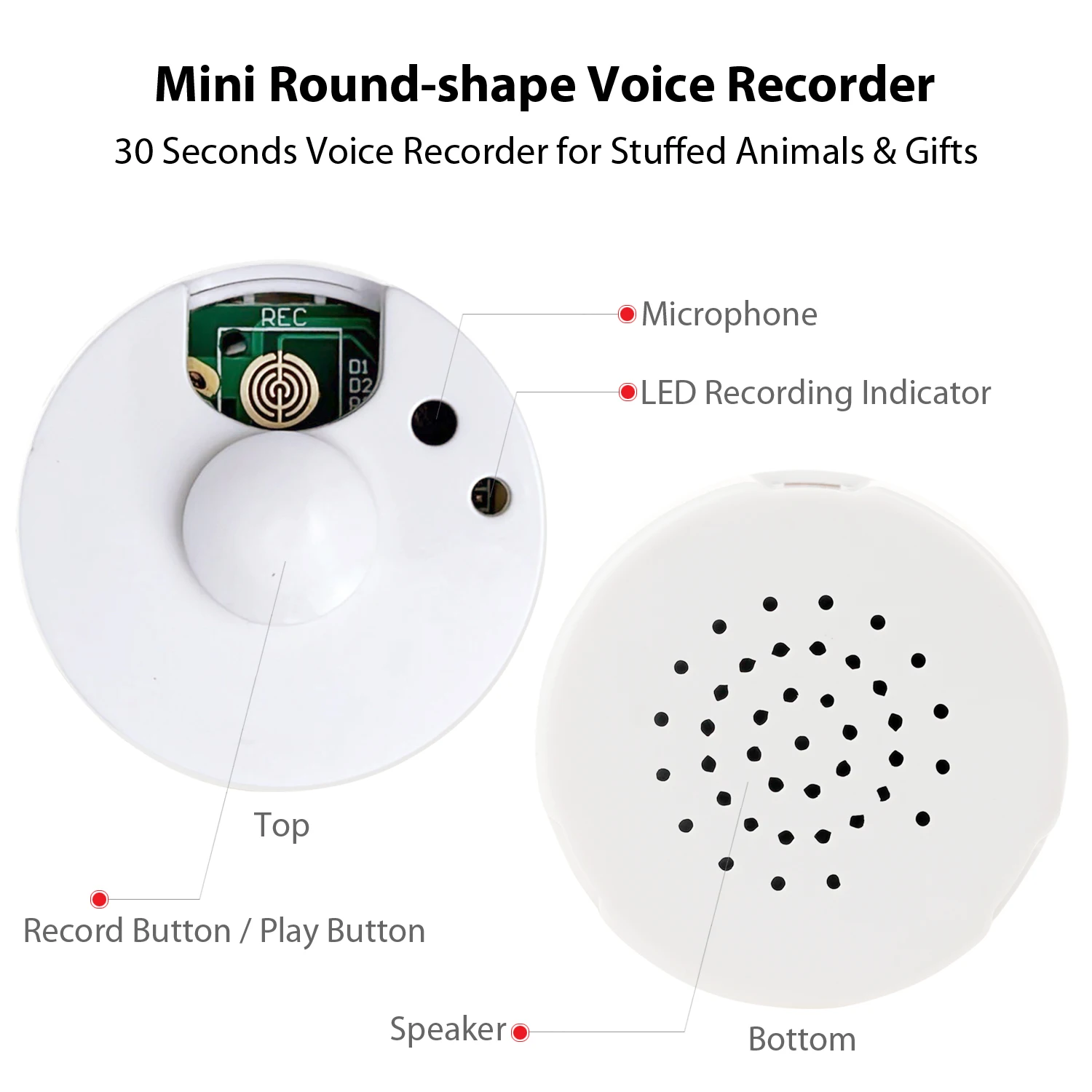 Voice Recorder for Stuffed Animals Baby Gift Recording Device Recordable Songs  Insert Doll Toy For Plush Teddy Bear