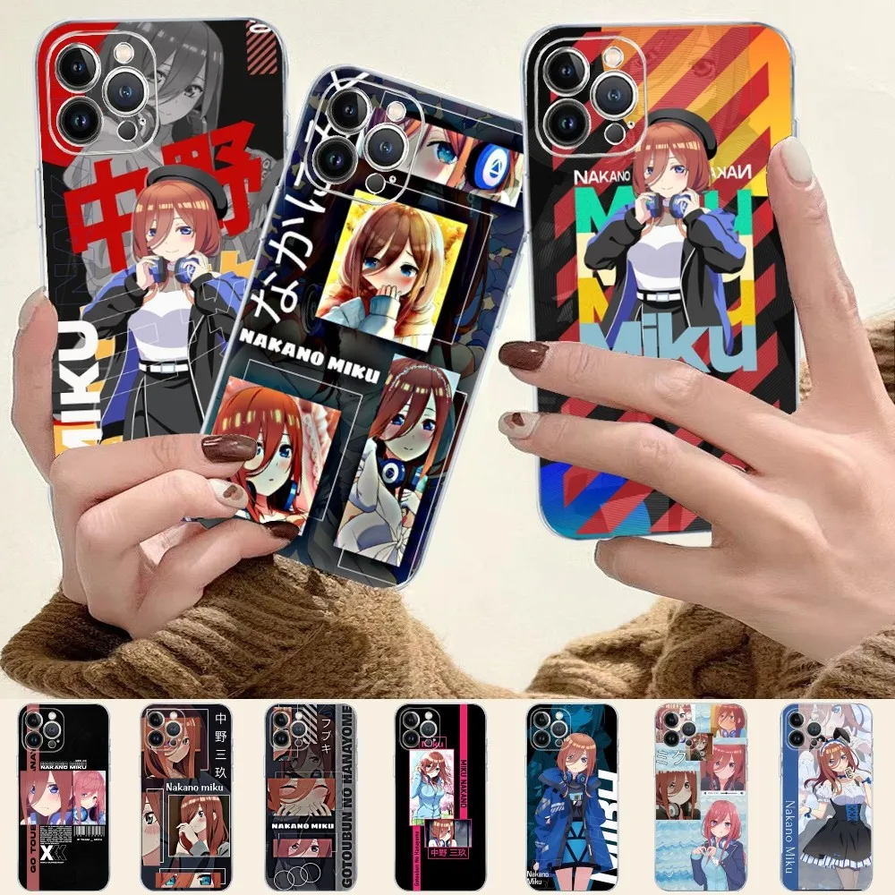 Nakano Miku Anime Phone Case For IPhone 15 8 7 6 6S Plus X SE 2020 XR XS 14 11 12 13 Mini Pro Max Mobile Case