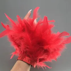 Mancommuniste en plumes de fourrure naturelle pour femmes, bracelet autocollant magique, manchette de bras, bracelet de cheville, manches de chemises, véritable plume d'autruche