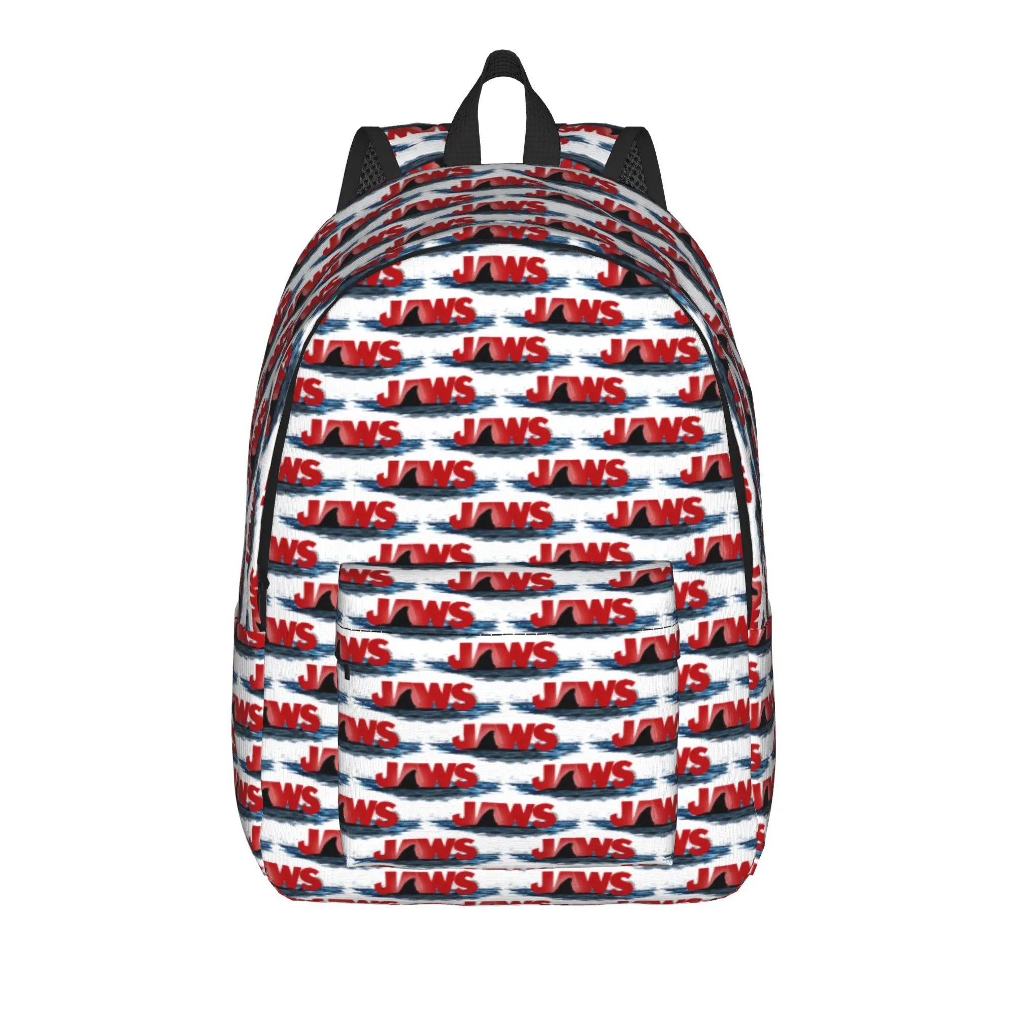 Jaws Logo With Great White Shark Fin Emerging From The Ocean Surface Backpack College Backpacks Big Casual School Bags Rucksack