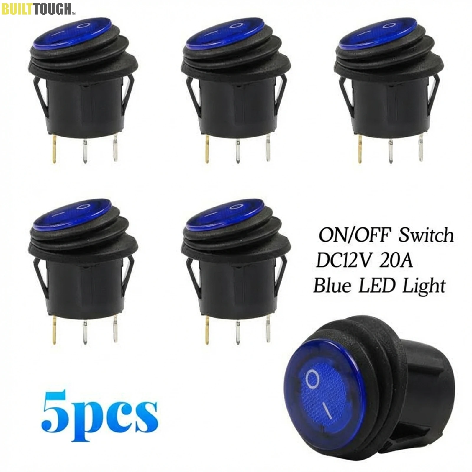 

Car Round Rocker Dot Boat Dash Van Red Blue LED Light Toggle ON/OFF 3 Pin Switch Button SPST Waterproof Accessories