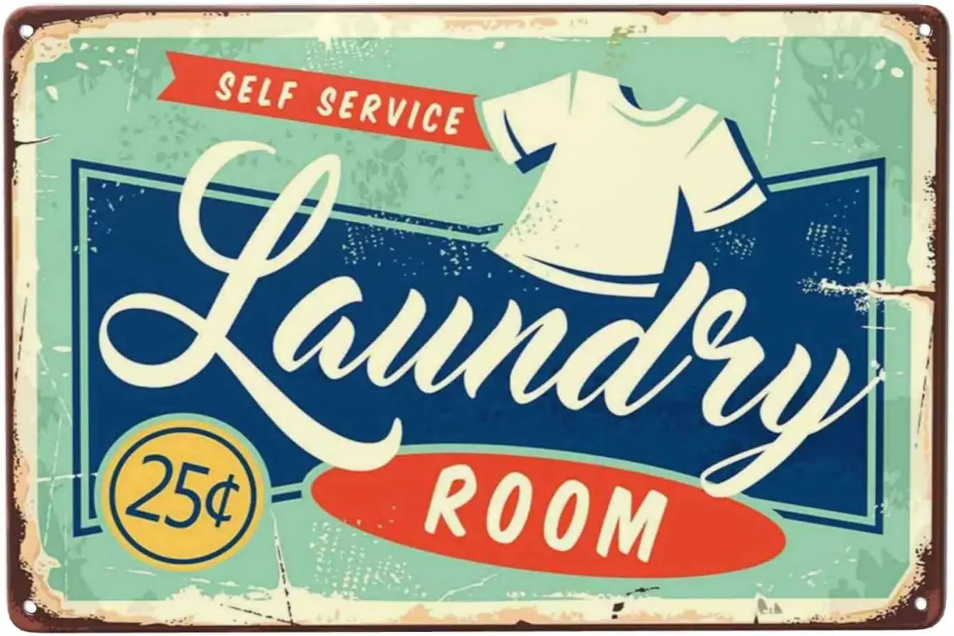 Laundry Room Sign Vintage Metal Tin Sign Restaurant Advertising Wall Decor, Metal Signs Tin Signs for Bar Pub Club Man Cave 8 x1