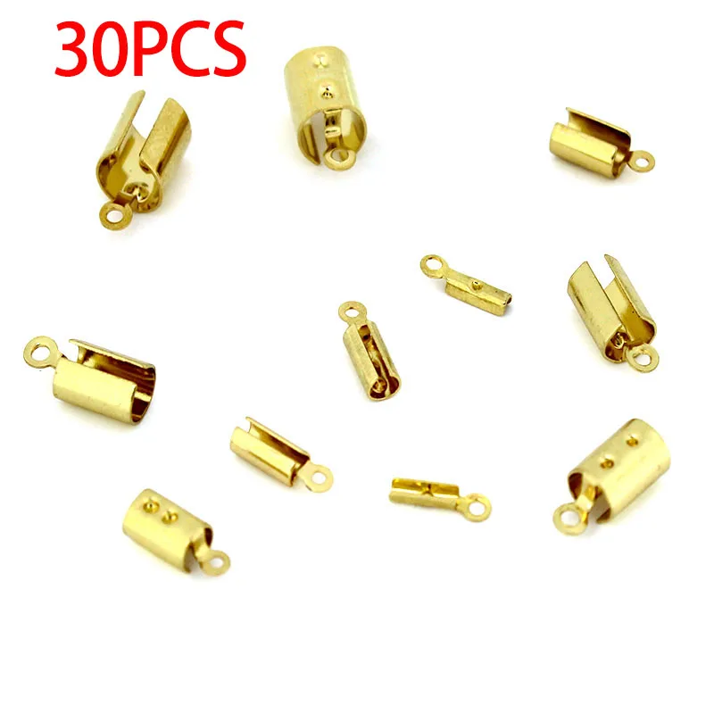 30-50 pz Acciaio Inossidabile Crimp End Catenacci di Fissaggio Connettori Cavo Corda Pinze per Collana Bracciale Creazione di Gioielli Forniture FAI DA TE