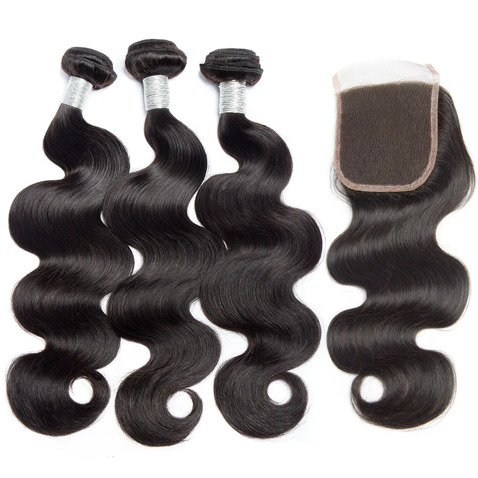 Body Wave Human Hair Bundles With Frontal Closure Brazilian Deep Curly Hair Weave Bundles With Frontal Closure Hair Extensions