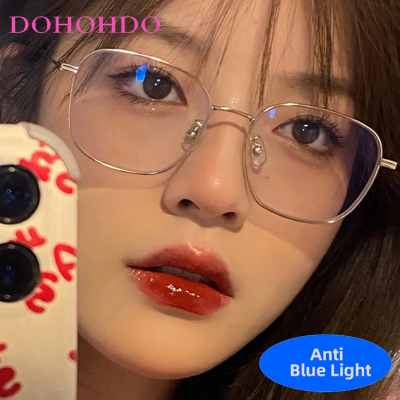 

Luxury Designer Metal Square Frame Anti-Blue Light Eye Protection Computer Glasses For Women Men Gaming Optical Eyeglasses Очки