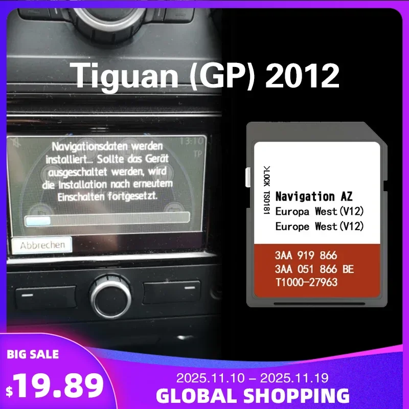 

for VW Tiguan (GP) 2012 Cover United Kingdom Western Europe RNS 315 Map SD Memory Card