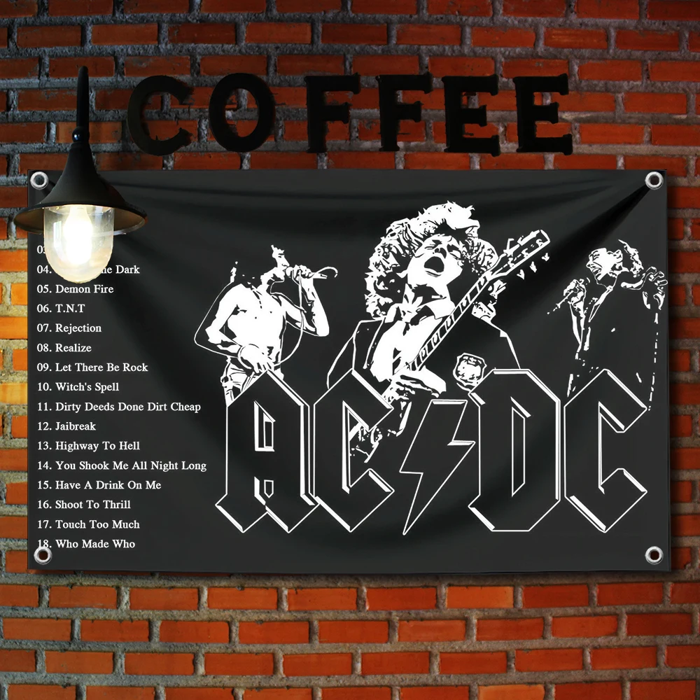 Band  AC DC Flag 90x150cm Polyester Digital Printing Music Memorabilia Banner 60x90cm For Home Bar Decor