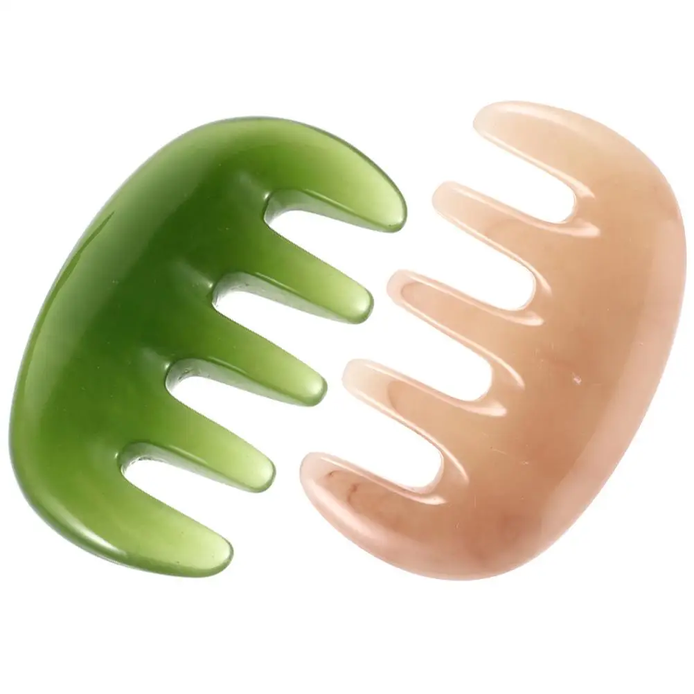 

2 Pcs Scalp Massage Comb Resin Wax Material Soft Texture Wide Tooth Pink Green 5 Comfortable Use Not Hurt Scraping