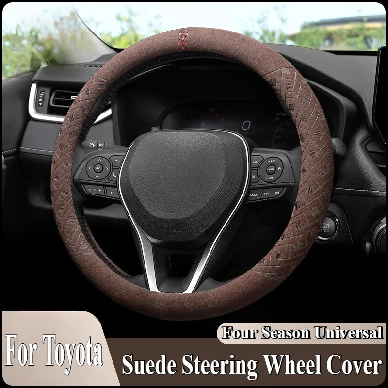 

For Toyota Highlander Camry Crown Kluger Corolla RAV4 Avalon Levin Suede Steering Wheel Cover Anti Slip Car Interior Accessories
