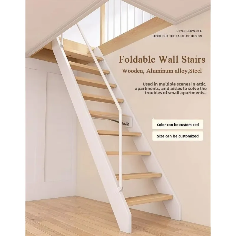 Indoor Wall Folding Stairs Home Wall-mounted Custom Size Villa Apartment Loft Attic Basement Garage Foldable Wall