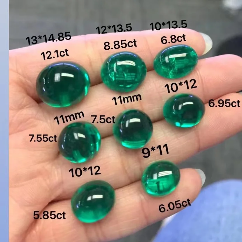 Pirmiana New Arrival Cabochon Cutting Lab Grown Emeralds Colombian Vivid Green Loose Gemstone for Jewelry Making