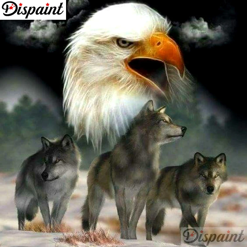 

Dispaint Full Square/Round Drill 5D DIY Diamond Painting "Eagle wolf scenery" 3D Embroidery Cross Stitch 5D Home Decor A10517