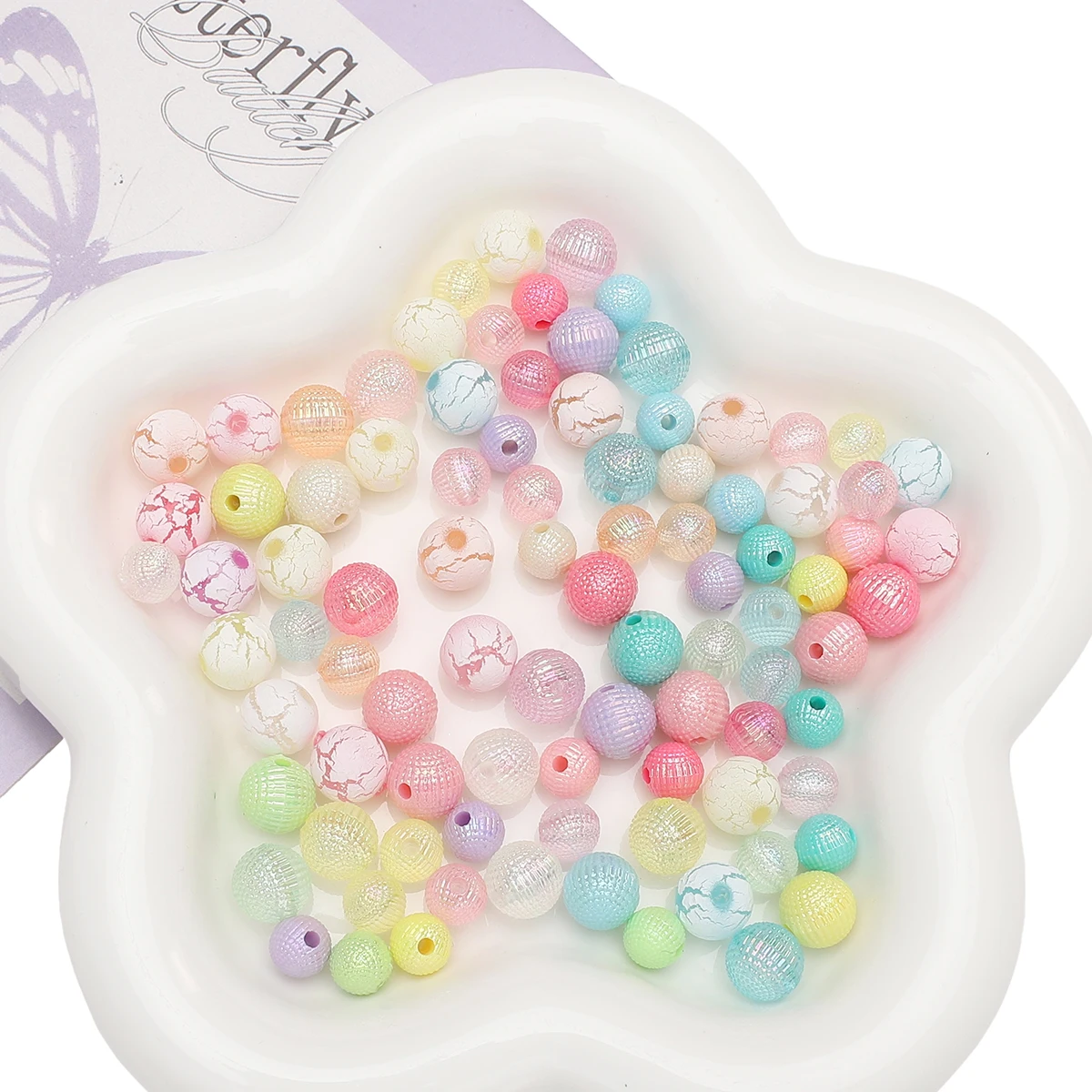 

30-50PCS Mixing Color Acrylic Loose Beads for Charms Crack Beads Bracelet Necklac Jewelry Making DIY Spacer Bead Accessories