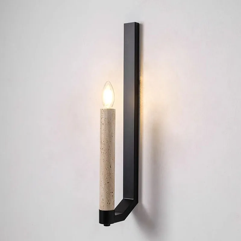 Natural Yellow Cave Stone Candle Sconce Light Wabi Sabi Style Personalized Styling Living Room Villa Hotel Atmosphere Light