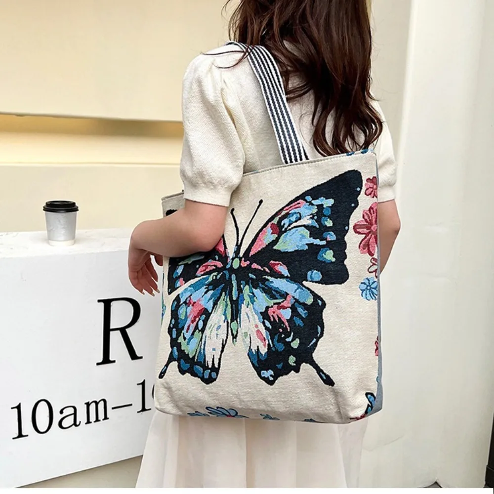 Canvas Retro Handbags Casual Printing Dacron Hand Carry Bag Women Shoulder Bags