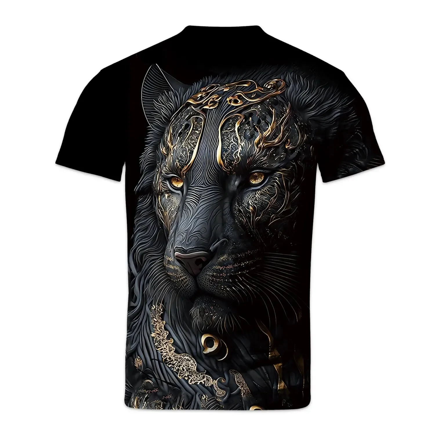 

Hot Male 3D Printed Lion T-shirt Summer Casual Animal Pattern Street New Fashion Loose Round Neck Polyester Men's Clothing