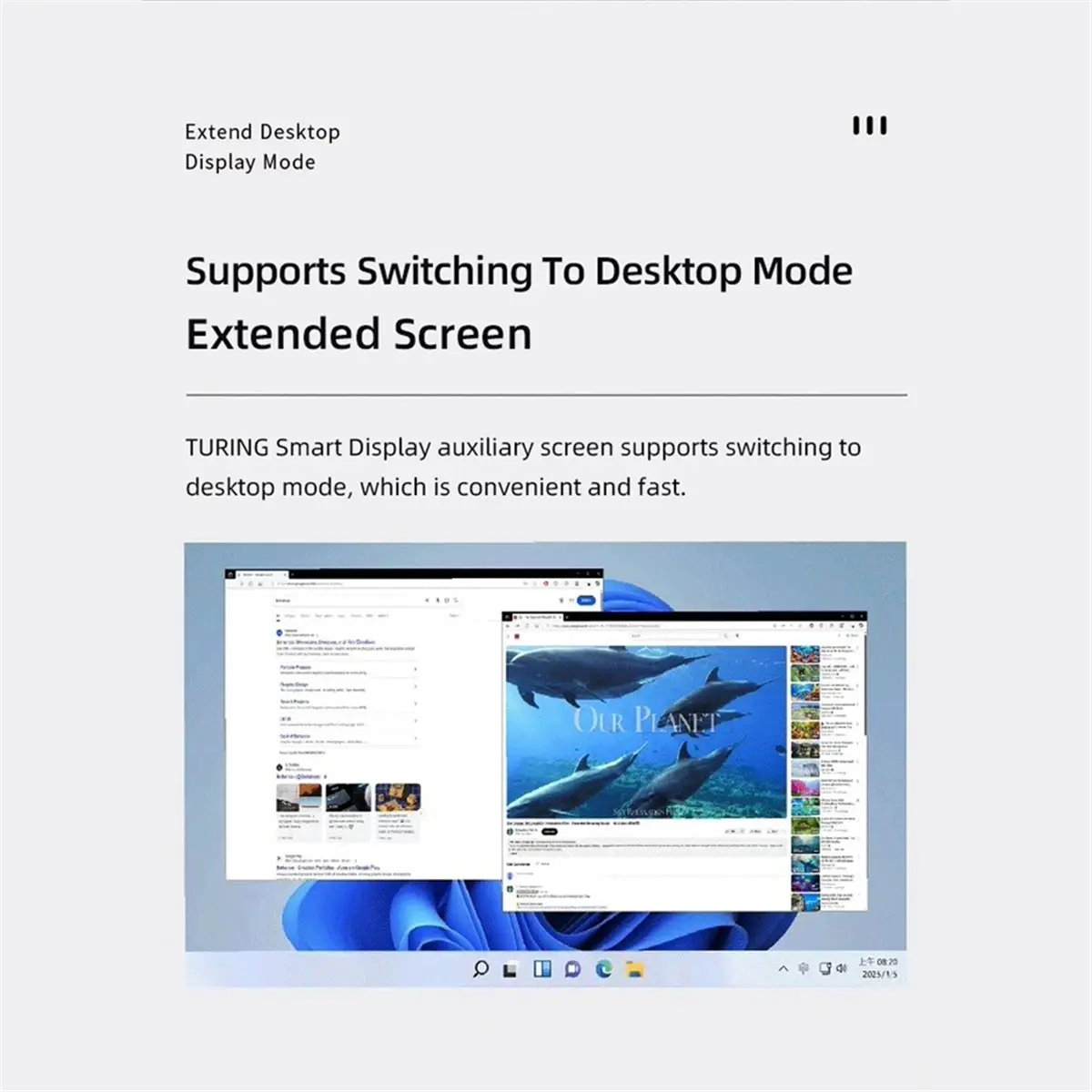 12.3 Inch IPS Secondary Screen 1920x720 USB Type-C Smart Display Extended Screen for CPU GPU RAM Computer Monitor