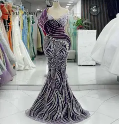 Mermaid Formal Purple Long Mermaid Prom Gowns with Crystals 2025 Sleeveless Maxi Dresses Evening Wear Women Fashion Night Robes